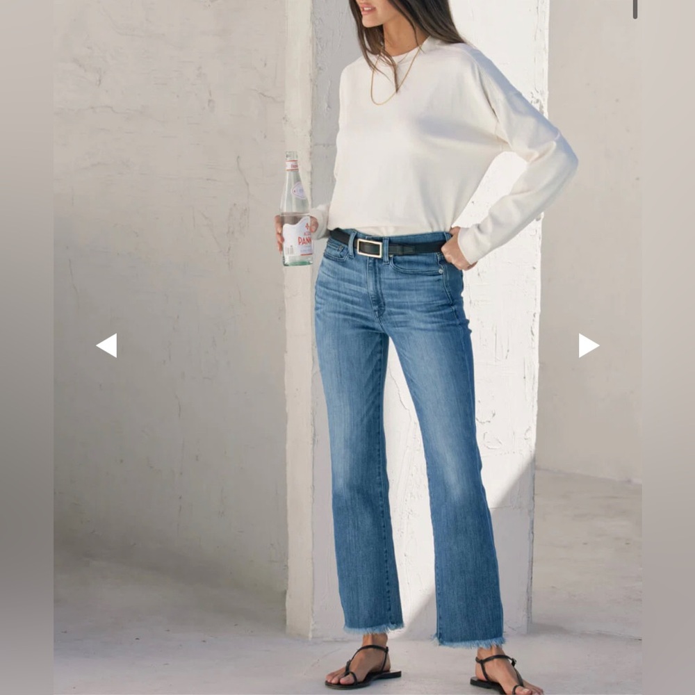 AYR The Bomb Pop Bomba Fringe Hem Denim Jeans Straight Keg Ankle size 28 Women’s